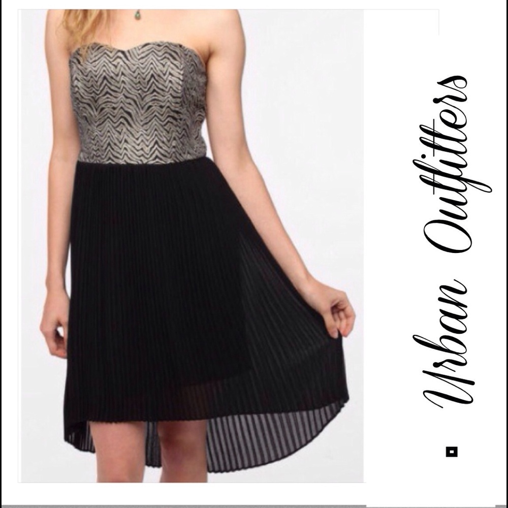 Metallic Bodice High-Low Dress